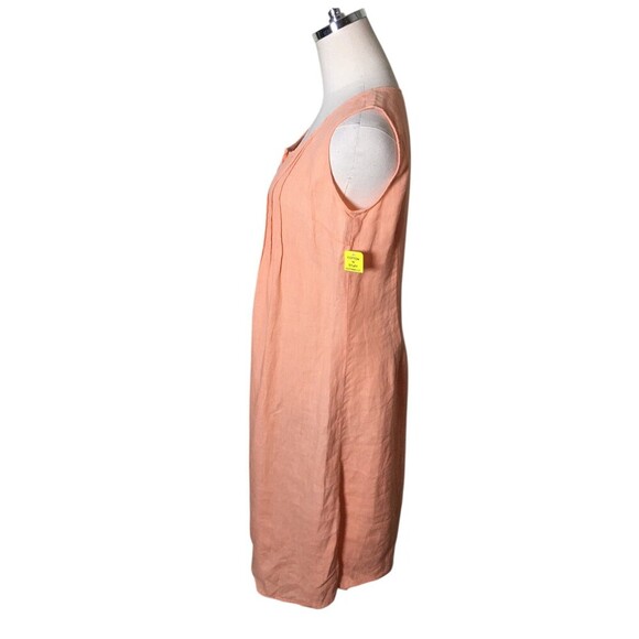 Russ Berens Dress Women's Size XS Orange Linen Pleated Button Up Sleeveless - Picture 4 of 6